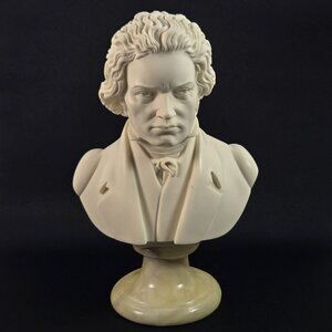 Vintage Giannelli Beethoven Bust on Marble Base Composer Music Studio Decor